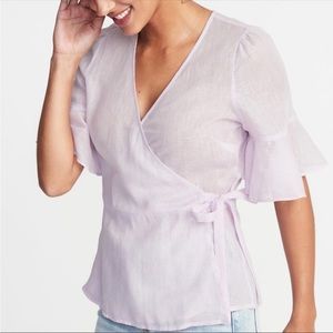 NWOT Old Navy Lilac Linen blend Wrap Top | L